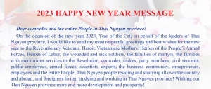 2023 Happy New Year Message of Chairman of the People’s  Committee of Thai Nguyen province 